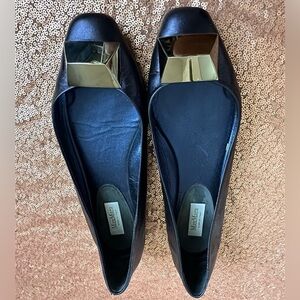 Max Mara Flats Womens 6.5  Blue Leather Patent Leather Bow Ballet Slip On. Italy